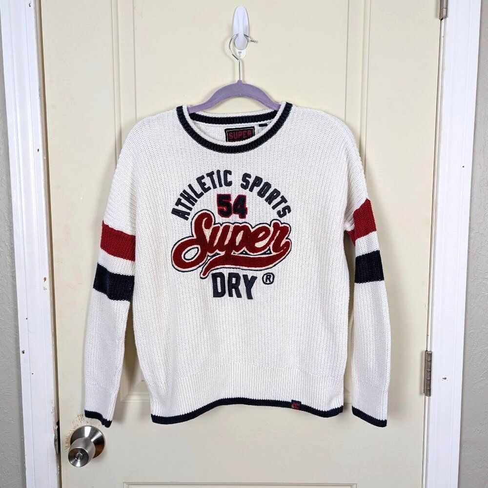 Superdry | White Athletic Sports Knit Sweater Size US 10